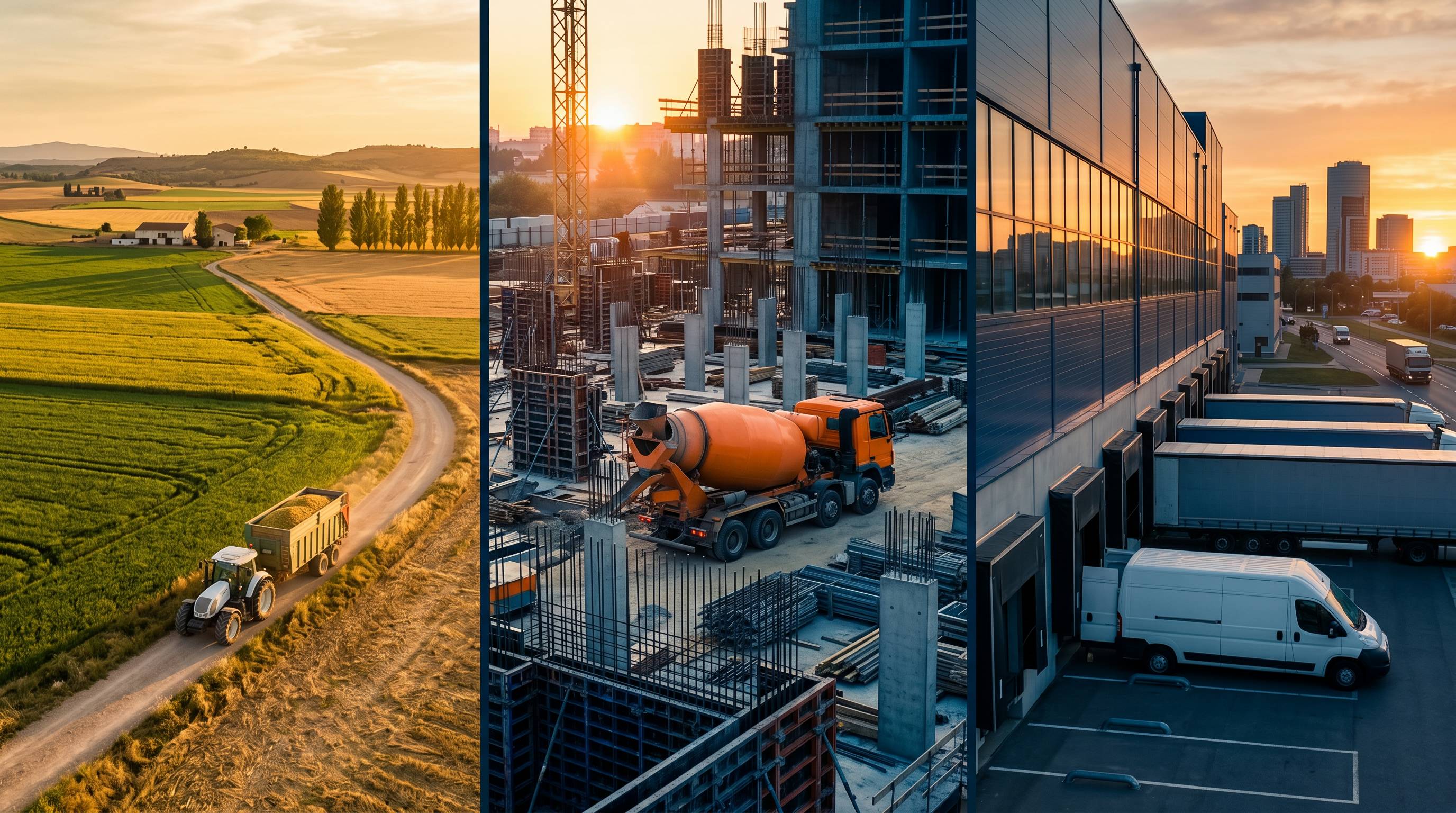 Tres sectores que contratan conductores CE: agricultura, construcción, retail